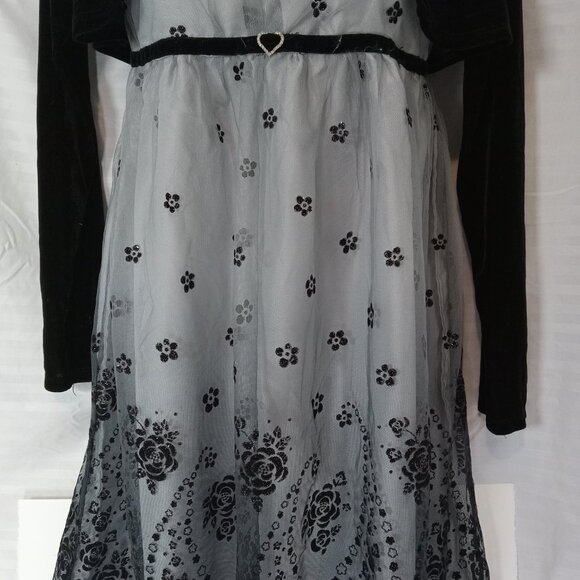 MARC & MADDIE Size 16 Black Fully-Lined Floral Accents Long Sleeve Dress Lace - Picture 4 of 16